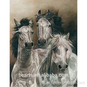 Three black horse painting for wall decoration